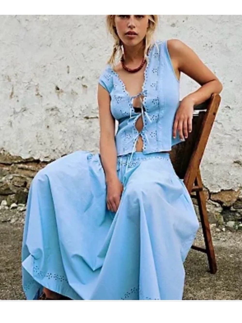 Free People Gesibelle Set Blue sz L NWT - Picture 4 of 6